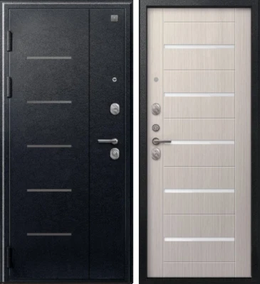 Дверь V-05 Черный муар - Лиственница светлая