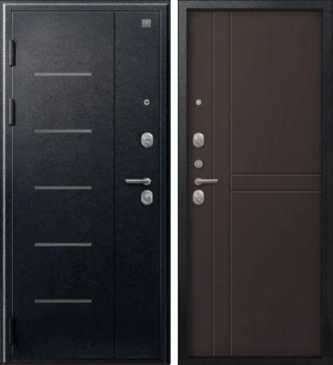 Дверь V-06 Черный муар - Лиственница темная